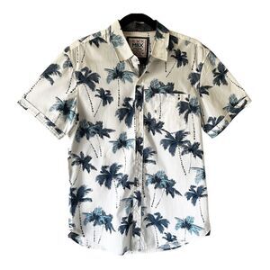 MBX Men’s Short Sleeve Slim Fit Tropical Button Down Shirt Size Medium